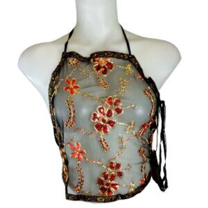 Lingerie Halter Top and Thong Set (2-Piece) – 100% Polyester Mesh